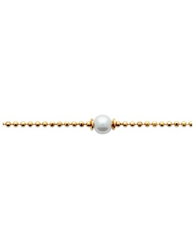 Bracelet pour femme en plaqué or orné de petites boules et d'imitation perles de culture