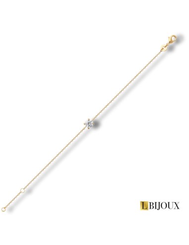 Bracelet plaqué or maille forçat avec un oxyde de 4mm au centre. Bracelet de 18cm anneau à 16cm.