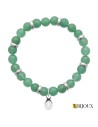 Bracelet extensible perles rondes quartzite verte de 8 mm. Intercalaires en acier. Diamètre 60 mm