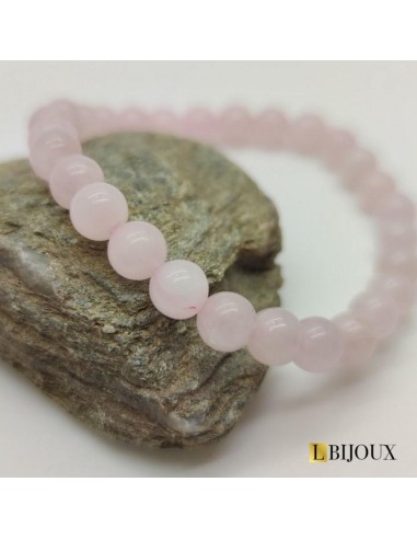 Bracelet extensible perles en quartz rose de 8 mm.