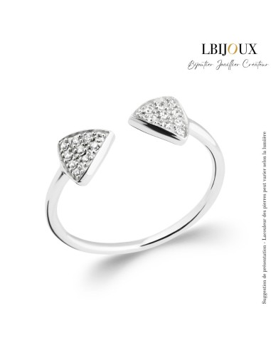 Bague argent 2 triangles pavage joaillerie oxydes