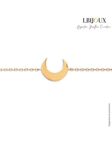 Bracelet plaqué or femme avec une lune au centre. Longueur 18 cm.
