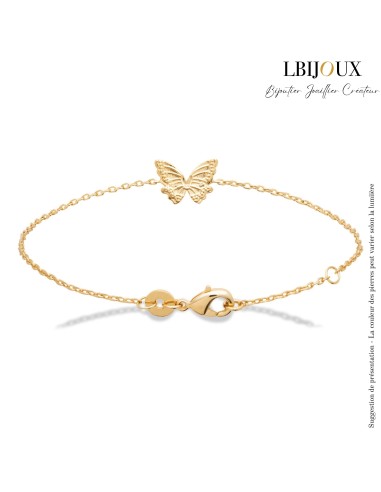 Bracelet papillon en plaqué or pour femme ou fillette. Longueur 16 et 18 cm.